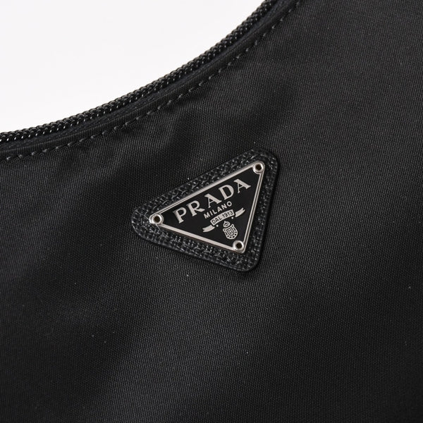 Like new product PRADA Hobo Handbag MV515 Triangle Logo Triangle Logo Plate Nylon Black Used 4a003875