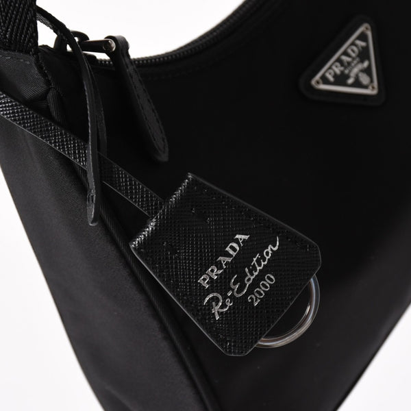 Like new product PRADA Hobo Handbag MV515 Triangle Logo Triangle Logo Plate Nylon Black Used 4a003875