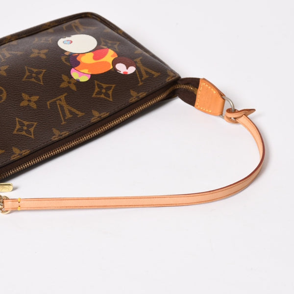 極美品 LOUIS VUITTON ルイヴィトン モノグラム パンダ ポシェット アクセソワール ハンドバッグ M51981 村上隆 ミニバッグ ブラウン 中古 4a003909