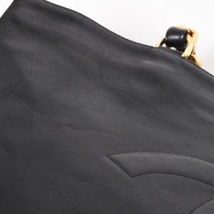 CHANEL シャネル チェーントートバッグ ジャンボトートバッグ デカココマーク ラムスキン ブラック シリアル不明 ゴールド金具 美品 中古 4a003911