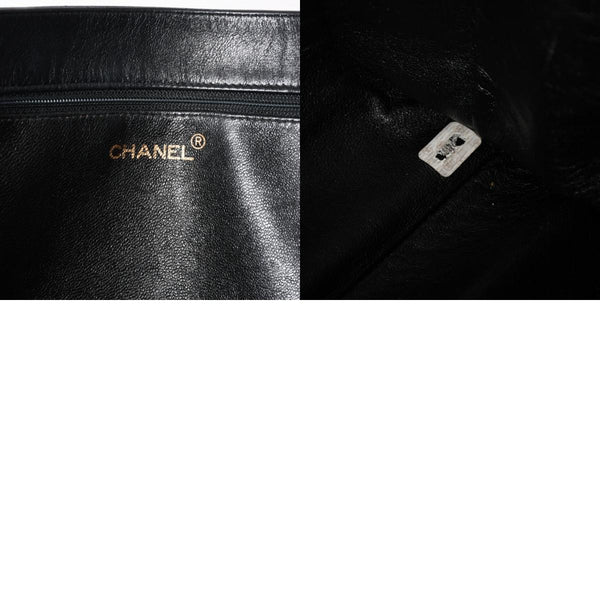CHANEL シャネル チェーントートバッグ ジャンボトートバッグ デカココマーク ラムスキン ブラック シリアル不明 ゴールド金具 美品 中古 4a003911