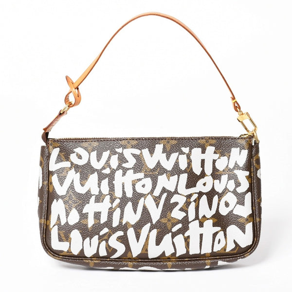 Very Good Condition LOUIS VUITTON Pochette Accessory Soir Accessor Pouch M92192 Monogram Graffiti Used 4a004279
