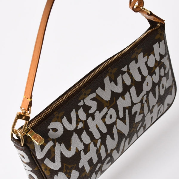 Very Good Condition LOUIS VUITTON Pochette Accessory Soir Accessor Pouch M92192 Monogram Graffiti Used 4a004279