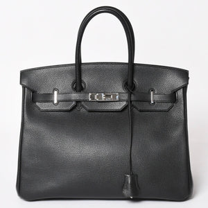 Very good condition HERMES BIRKIN Birkin 35 black gold hardware Vacherieger handbag □L stamp used 4a003915