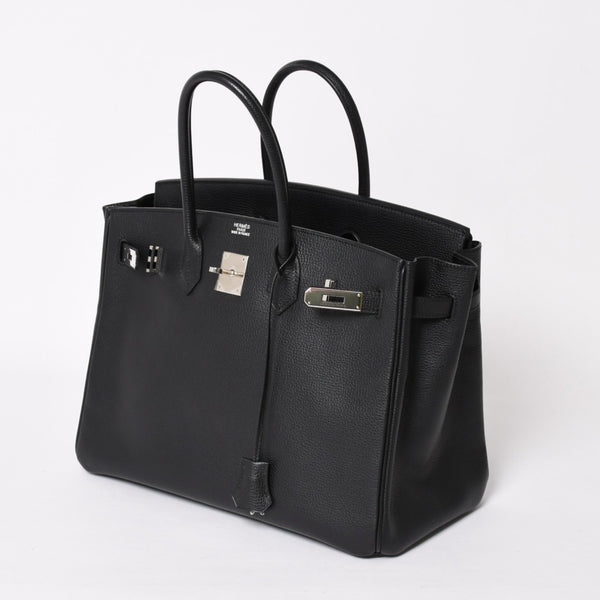 Very good condition HERMES BIRKIN Birkin 35 black gold hardware Vacherieger handbag □L stamp used 4a003915