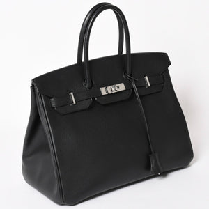 Very good condition HERMES BIRKIN Birkin 35 black gold hardware Vacherieger handbag □L stamp used 4a003915
