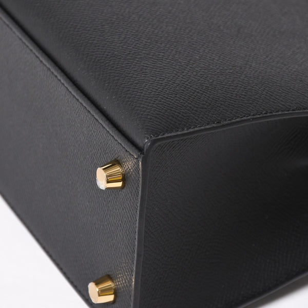 New and unused HERMES Kelly 25 G engraved outside stitching black Vaux Epson gold hardware used 4a003916