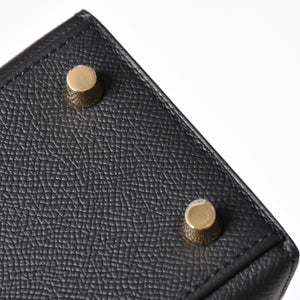 New and unused HERMES Kelly 25 G engraved outside stitching black Vaux Epson gold hardware used 4a003916
