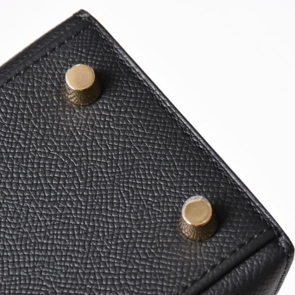 New and unused HERMES Kelly 25 G engraved outside stitching black Vaux Epson gold hardware used 4a003916