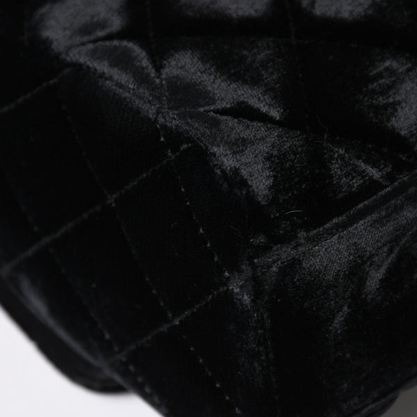 極美品 CHANEL シャネル ワンショルダーバッグ 4番台 ココマーク ベルベット キルティング ターンロック ブラック ゴールド金具 中古 4a003933