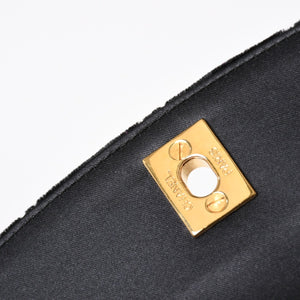 極美品 CHANEL シャネル ワンショルダーバッグ 4番台 ココマーク ベルベット キルティング ターンロック ブラック ゴールド金具 中古 4a003933