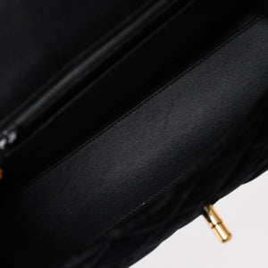 極美品 CHANEL シャネル ワンショルダーバッグ 4番台 ココマーク ベルベット キルティング ターンロック ブラック ゴールド金具 中古 4a003933