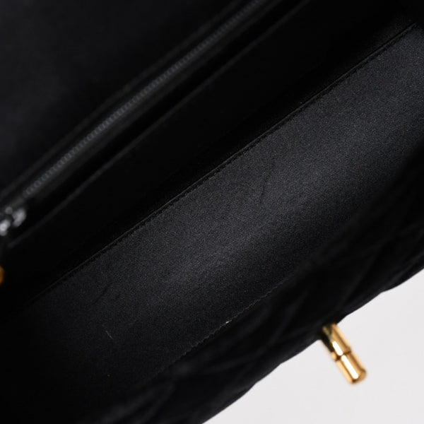 極美品 CHANEL シャネル ワンショルダーバッグ 4番台 ココマーク ベルベット キルティング ターンロック ブラック ゴールド金具 中古 4a003933