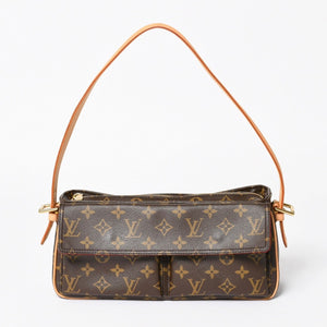 Very Good Condition LOUIS VUITTON Vivacite MM Handbag M51164 One Shoulder Bag DU0094 Monogram PVC Brown Out of Print Gold Hardware Used 4a003926