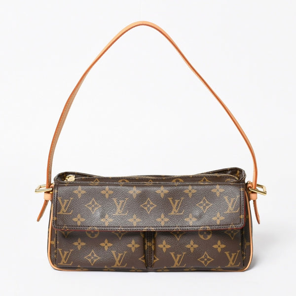 Very Good Condition LOUIS VUITTON Vivacite MM Handbag M51164 One Shoulder Bag DU0094 Monogram PVC Brown Out of Print Gold Hardware Used 4a003926