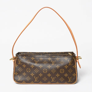 Very Good Condition LOUIS VUITTON Vivacite MM Handbag M51164 One Shoulder Bag DU0094 Monogram PVC Brown Out of Print Gold Hardware Used 4a003926