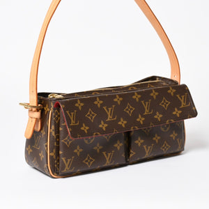 Very Good Condition LOUIS VUITTON Vivacite MM Handbag M51164 One Shoulder Bag DU0094 Monogram PVC Brown Out of Print Gold Hardware Used 4a003926
