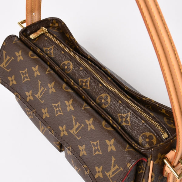 Very Good Condition LOUIS VUITTON Vivacite MM Handbag M51164 One Shoulder Bag DU0094 Monogram PVC Brown Out of Print Gold Hardware Used 4a003926