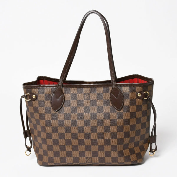 LOUIS VUITTON Neverfull PM Handbag N41359 Damier Ebene Canvas Brown MB2028 Gold Hardware Good Used 4a003939