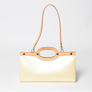 LOUIS VUITTON Monogram Vernis Roxbury Drive Handbag Shoulder Bag M91374 Patent Leather SR0077 Perle Gold Hardware 2way Good Condition Used 4a003925