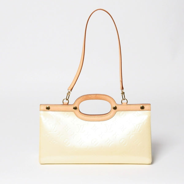 LOUIS VUITTON Monogram Vernis Roxbury Drive Handbag Shoulder Bag M91374 Patent Leather SR0077 Perle Gold Hardware 2way Good Condition Used 4a003925