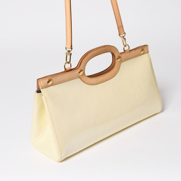 LOUIS VUITTON Monogram Vernis Roxbury Drive Handbag Shoulder Bag M91374 Patent Leather SR0077 Perle Gold Hardware 2way Good Condition Used 4a003925