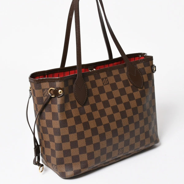 LOUIS VUITTON Neverfull PM Handbag N41359 Damier Ebene Canvas Brown MB2028 Gold Hardware Good Used 4a003939