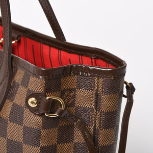 LOUIS VUITTON Neverfull PM Handbag N41359 Damier Ebene Canvas Brown MB2028 Gold Hardware Good Used 4a003939