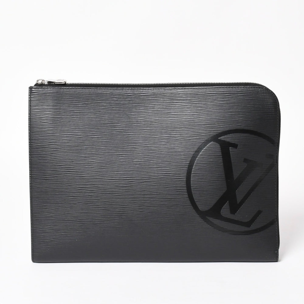 LOUIS VUITTON Pochette Jules GM Clutch Bag M63519 Second Bag Epi Leather TN4197 Black Silver Hardware Good Condition Used 4a003943