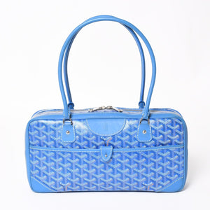 Very good condition GOYARD Saint Martin new model handbag shoulder bag PVC leather blue silver metal fittings used 4a002472