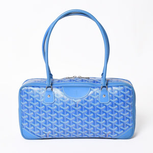 Very good condition GOYARD Saint Martin new model handbag shoulder bag PVC leather blue silver metal fittings used 4a002472