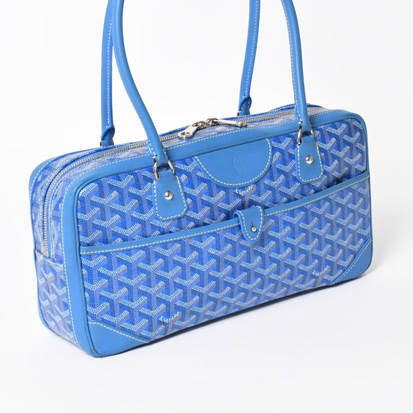 Very good condition GOYARD Saint Martin new model handbag shoulder bag PVC leather blue silver metal fittings used 4a002472