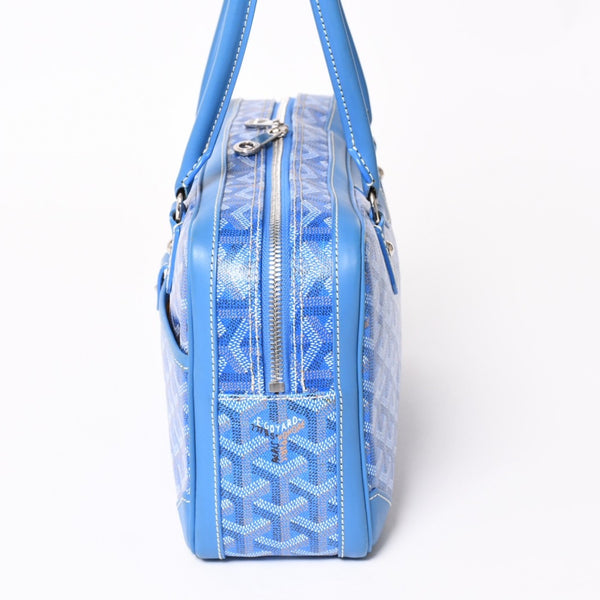 Very good condition GOYARD Saint Martin new model handbag shoulder bag PVC leather blue silver metal fittings used 4a002472