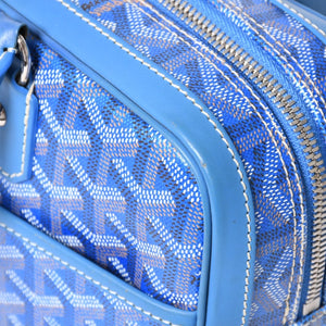 Very good condition GOYARD Saint Martin new model handbag shoulder bag PVC leather blue silver metal fittings used 4a002472