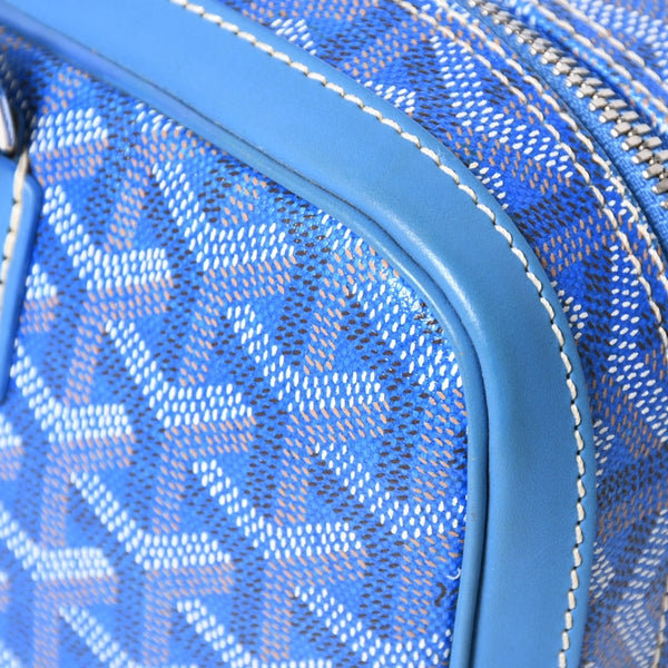 Very good condition GOYARD Saint Martin new model handbag shoulder bag PVC leather blue silver metal fittings used 4a002472