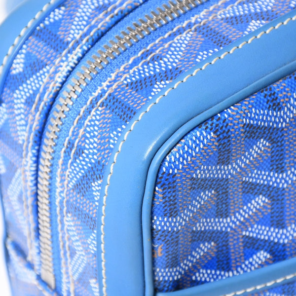Very good condition GOYARD Saint Martin new model handbag shoulder bag PVC leather blue silver metal fittings used 4a002472
