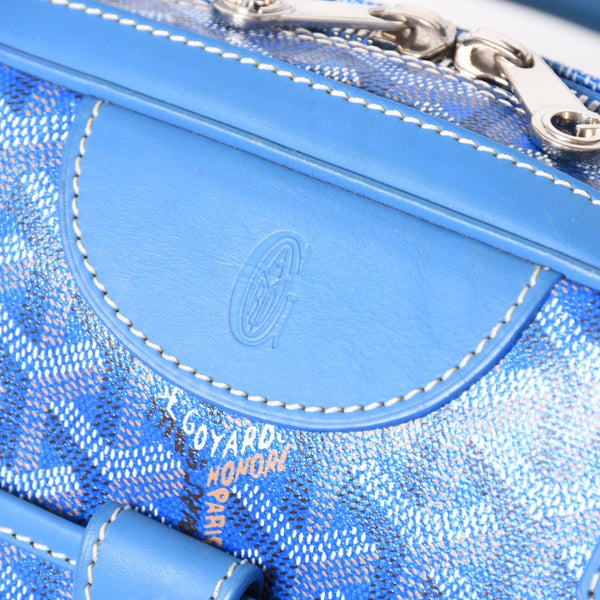 Very good condition GOYARD Saint Martin new model handbag shoulder bag PVC leather blue silver metal fittings used 4a002472