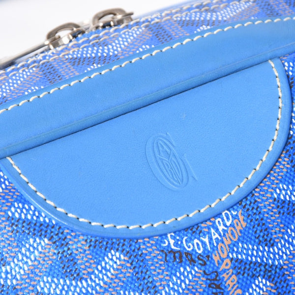Very good condition GOYARD Saint Martin new model handbag shoulder bag PVC leather blue silver metal fittings used 4a002472