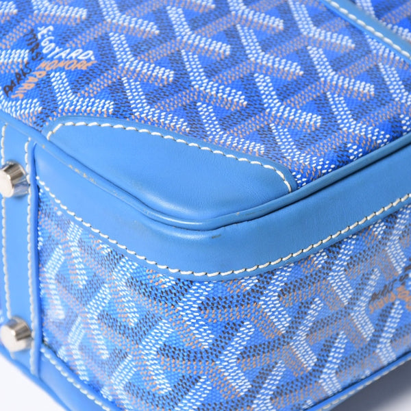 Very good condition GOYARD Saint Martin new model handbag shoulder bag PVC leather blue silver metal fittings used 4a002472