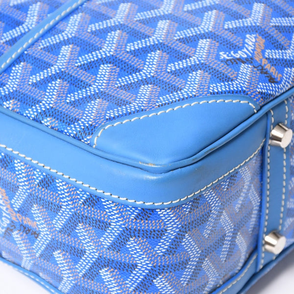 Very good condition GOYARD Saint Martin new model handbag shoulder bag PVC leather blue silver metal fittings used 4a002472