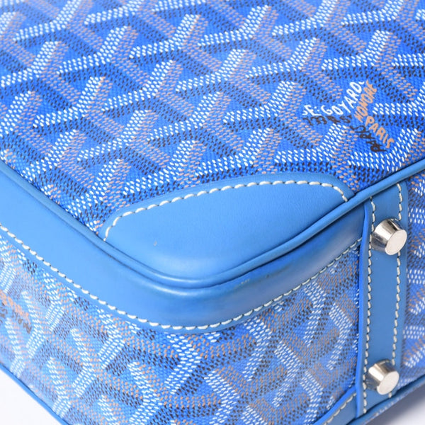 Very good condition GOYARD Saint Martin new model handbag shoulder bag PVC leather blue silver metal fittings used 4a002472