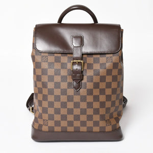 LOUIS VUITTON Damier Soho Rucksack Daypack N51132 Brown PVC Leather Good Condition Used 4a003924