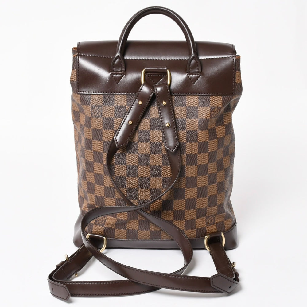 LOUIS VUITTON Damier Soho Rucksack Daypack N51132 Brown PVC Leather Good Condition Used 4a003924