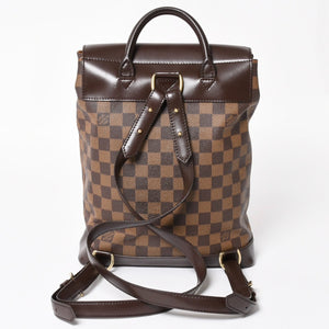 LOUIS VUITTON Damier Soho Rucksack Daypack N51132 Brown PVC Leather Good Condition Used 4a003924