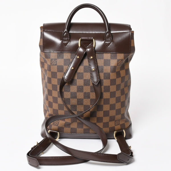 LOUIS VUITTON Damier Soho Rucksack Daypack N51132 Brown PVC Leather Good Condition Used 4a003924