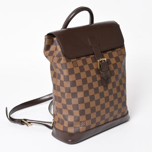 LOUIS VUITTON Damier Soho Rucksack Daypack N51132 Brown PVC Leather Good Condition Used 4a003924