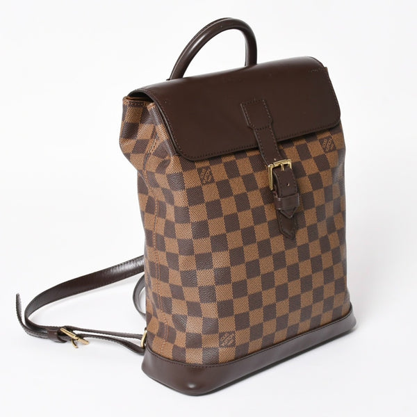 LOUIS VUITTON Damier Soho Rucksack Daypack N51132 Brown PVC Leather Good Condition Used 4a003924