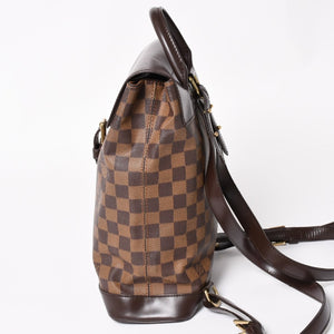 LOUIS VUITTON Damier Soho Rucksack Daypack N51132 Brown PVC Leather Good Condition Used 4a003924
