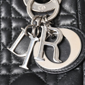 Christian Dior Lady Dior Handbag 4a003935 Cannage Lambskin Black 04-MA-1120 Silver Hardware Good Condition Used 4a003935