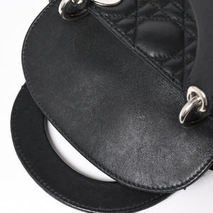 Christian Dior Lady Dior Handbag 4a003935 Cannage Lambskin Black 04-MA-1120 Silver Hardware Good Condition Used 4a003935